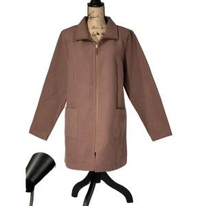 ZUDA Mauve Women’s Jacket Size Small with Gold Zipper Front, 2 Front Pockets